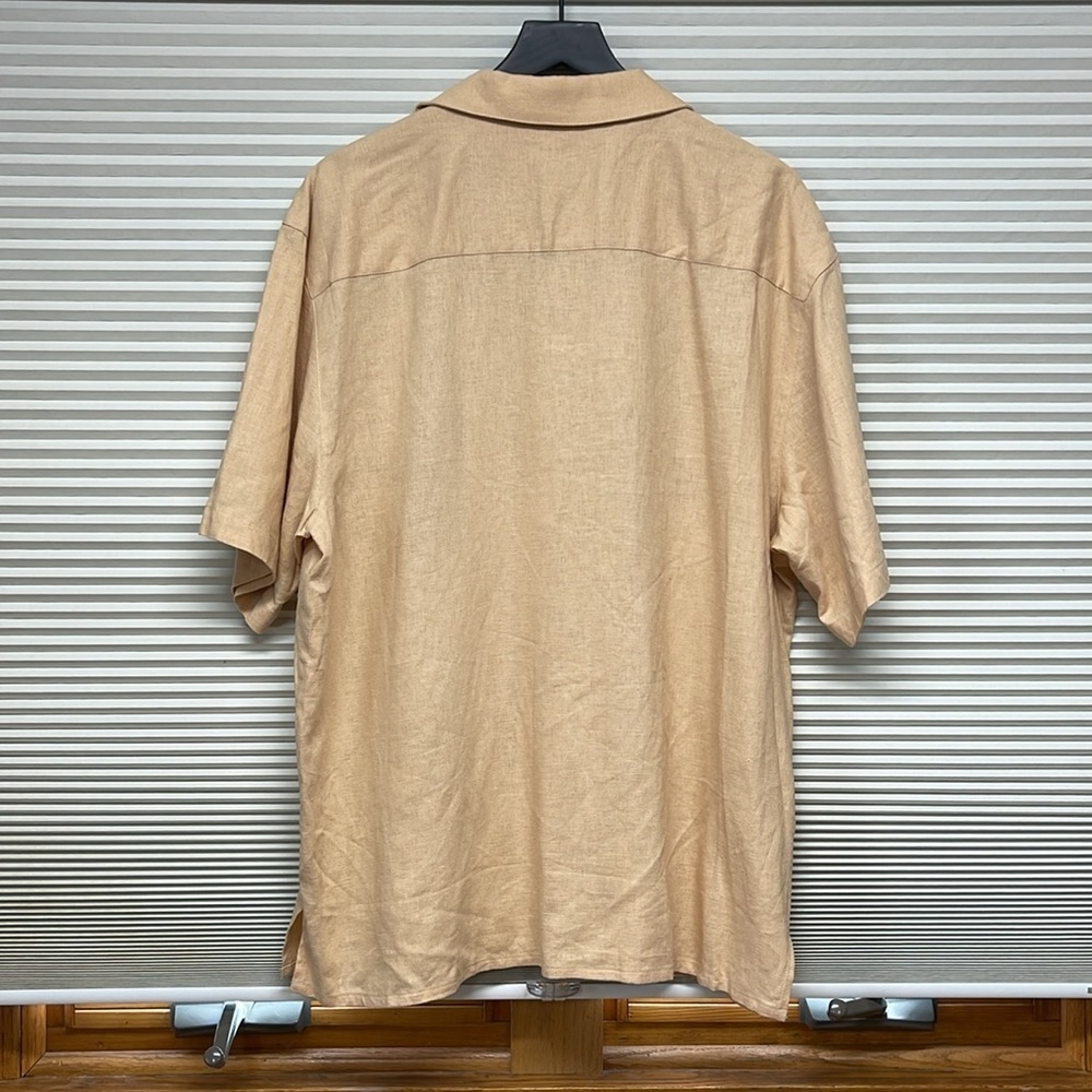 Mason Signature Almond Sienna Embroidered Linen Blend Button Down Shirt - Picture 5 of 7